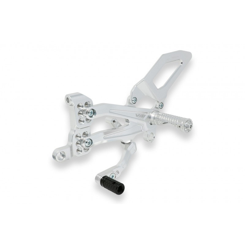 CNC Racing RPS Easy Adjustable Rearset for the Ducati Panigale V4 / S /  Speciale - Silver - PE407S